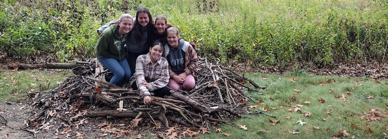 A group of students posing outside